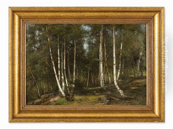 Birch Forest Oil Painting by Jean-Baptiste-Arthur Calame