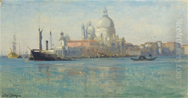 Vue De Venise - Santa Maria Della Salute Oil Painting by Jean-Baptiste-Arthur Calame