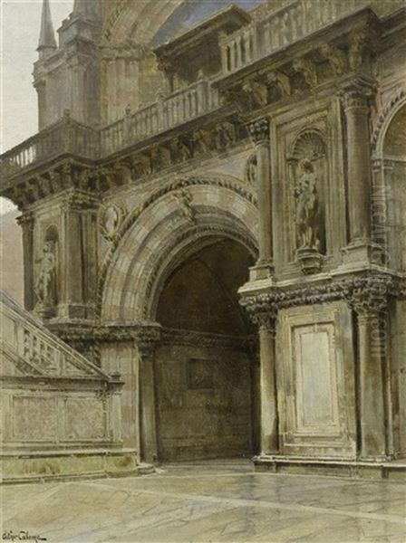 Kirchenportal Oil Painting by Jean-Baptiste-Arthur Calame