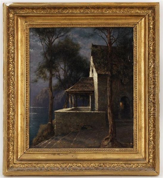 La Chapelle De Kindesmorthe Au Bord Du Lac De Lucerne Oil Painting by Jean-Baptiste-Arthur Calame