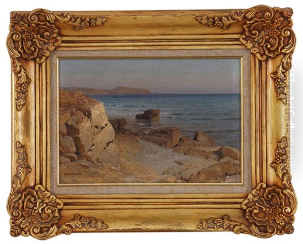 Bord De Mer, Cote D'azur Oil Painting by Jean-Baptiste-Arthur Calame