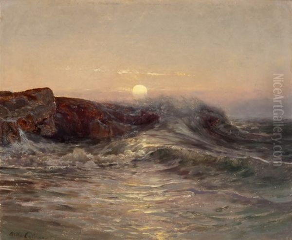 Sonnenuntergang Am Meer Oil Painting by Jean-Baptiste-Arthur Calame