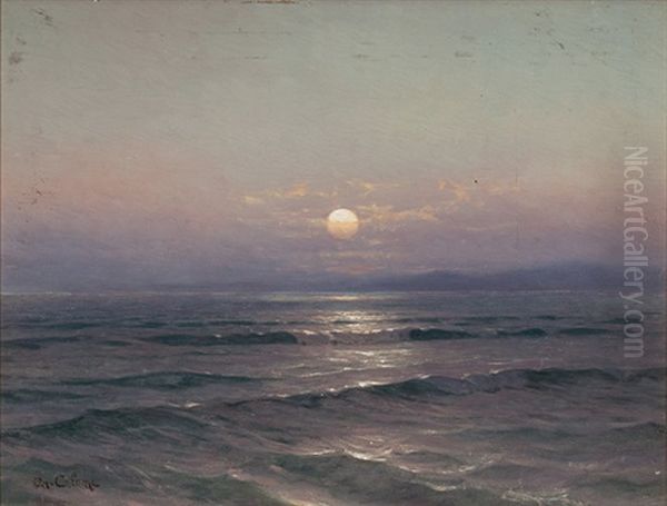 Sonnenuntergang Uber Dem See Oil Painting by Jean-Baptiste-Arthur Calame