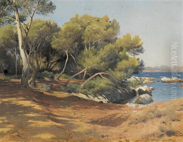 Ile Saint-honorat Oil Painting by Jean-Baptiste-Arthur Calame