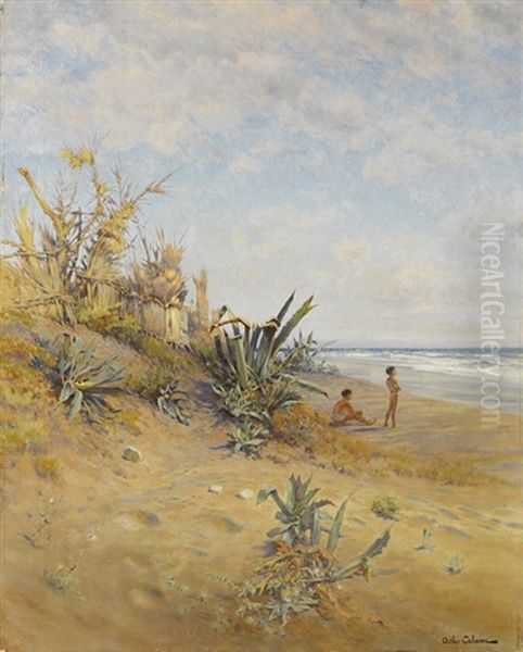 Strandansicht Oil Painting by Jean-Baptiste-Arthur Calame