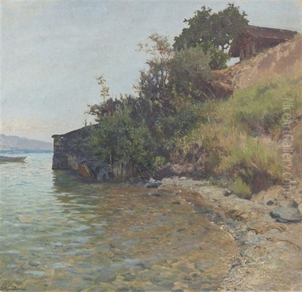 Lac De Thoune Oil Painting by Jean-Baptiste-Arthur Calame