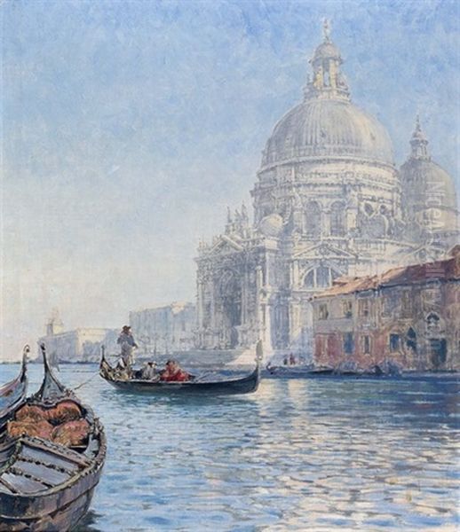 Canal Grande Mit Santa Maria Della Salute Oil Painting by Jean-Baptiste-Arthur Calame