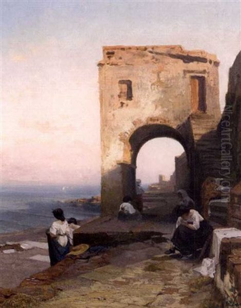 Vue D'italie Oil Painting by Jean-Baptiste-Arthur Calame