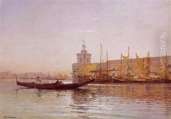 Punta Della Salute (venezia) Oil Painting by Jean-Baptiste-Arthur Calame