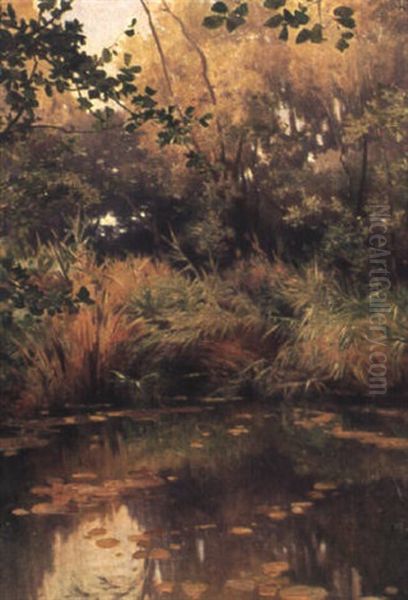 Waldteich Oil Painting by Jean-Baptiste-Arthur Calame