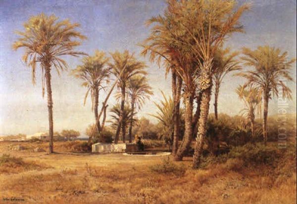 Puit En Ligurie Oil Painting by Jean-Baptiste-Arthur Calame