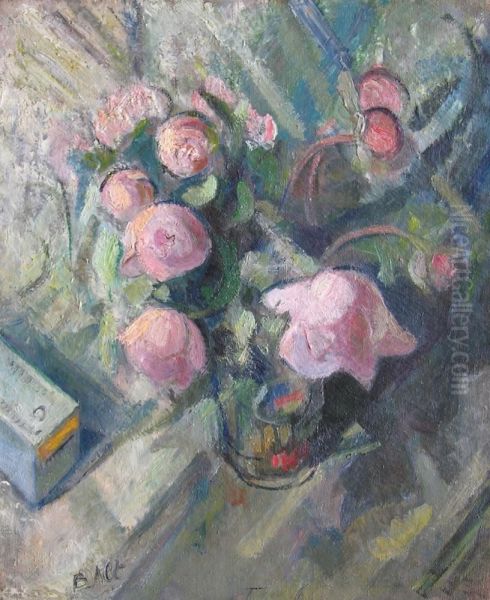 Bouquet De Pivoines Roses Oil Painting by Bernard Altschuler