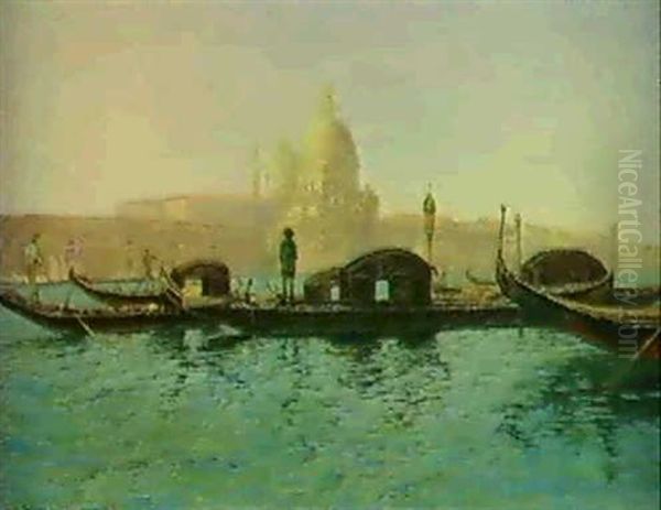 Die Basilika Santa Maria Della Salute In Venedig Oil Painting by Jean-Baptiste-Arthur Calame