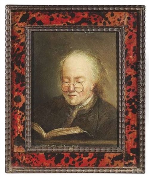 Mann Mit Monockel, Ein Buch Lesen Oil Painting by Benjamin Calau