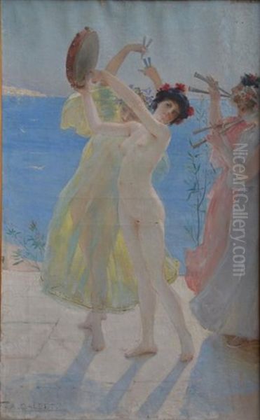 Les Danseuses Au Bord De La Mer Oil Painting by Antoine Calbet