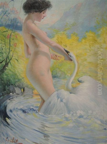 Leda Et Le Cygne Oil Painting by Antoine Calbet