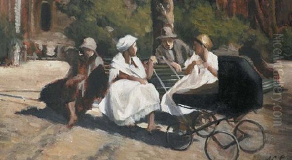 Famiglia Al Parco Oil Painting by Antonino Calcagnadoro