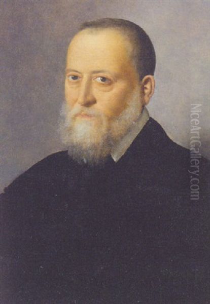 Portrait Of A Gentleman In A Black Costume Oil Painting by Jan Stephan von (Calcker) Calcar