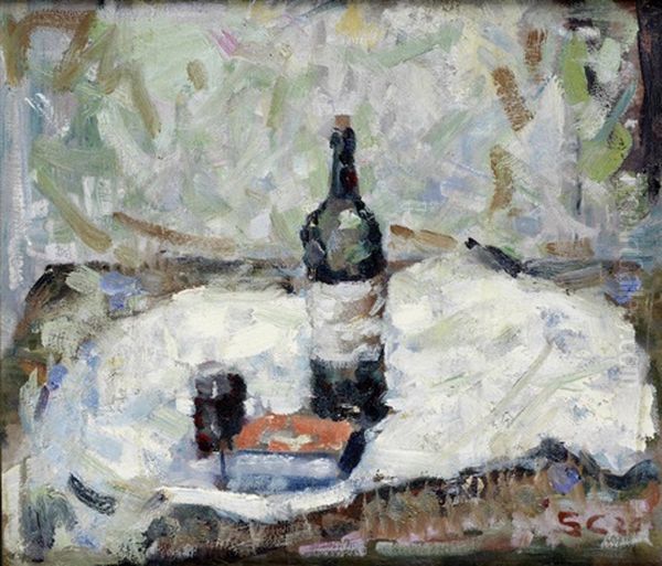 Still Life With Bottle Oil Painting by Harry Stratford Caldecott