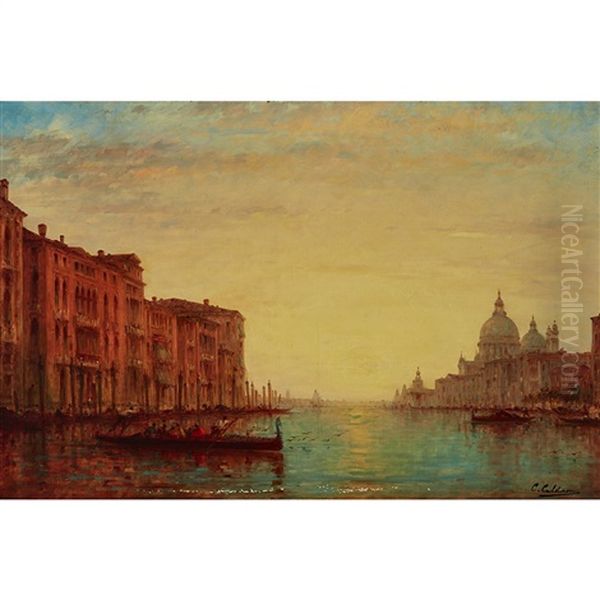 Crepescule, Venice (venice At Dusk) Oil Painting by Charles Clement Calderon