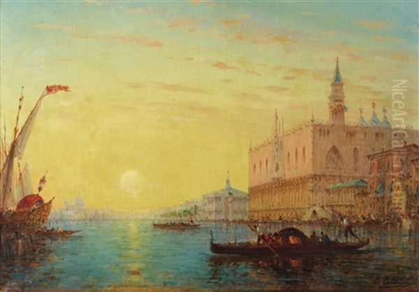 Venice By Sundown Oil Painting by Charles Clement Calderon