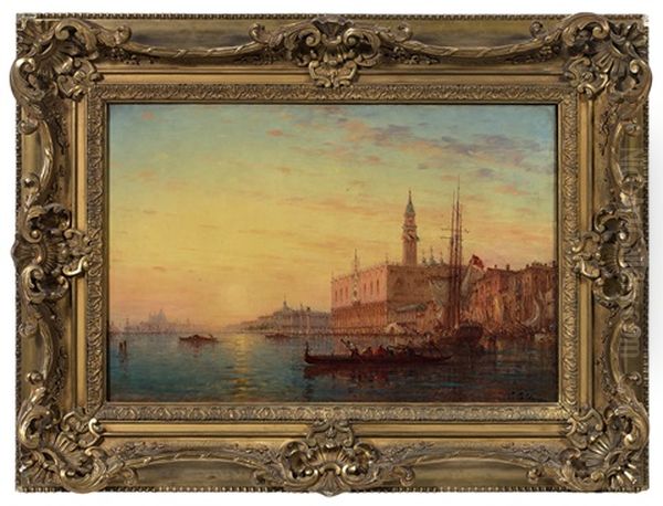 Le Bassin De Saint Marc Au Couchant Oil Painting by Charles Clement Calderon