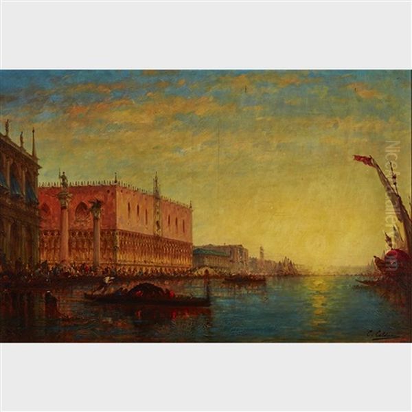 Grand Canal Venice Oil Painting by Charles Clement Calderon