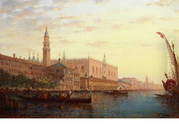 The Doge's Palace, Venice Oil Painting by Charles Clement Calderon