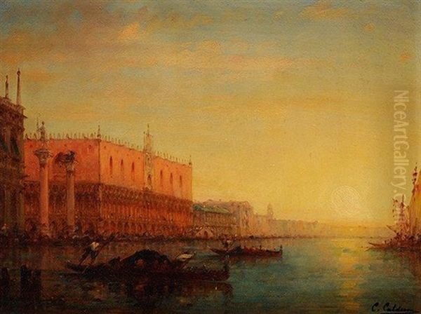 Le Grand Canal A Venise Oil Painting by Charles Clement Calderon