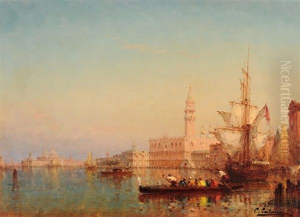 Ansicht Von Vendig Mit Dogenpalast Oil Painting by Charles Clement Calderon