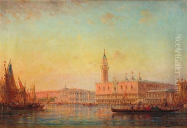 Vue Du Grand Canal, Venise Oil Painting by Charles Clement Calderon