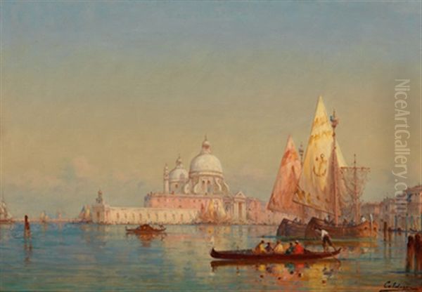 Blick Auf Santa Maria Della Salute In Venedig Oil Painting by Charles Clement Calderon