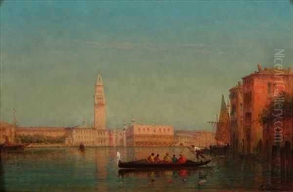 View Of Grand Canal With St. Mark's And Campanile Oil Painting by Charles Clement Calderon