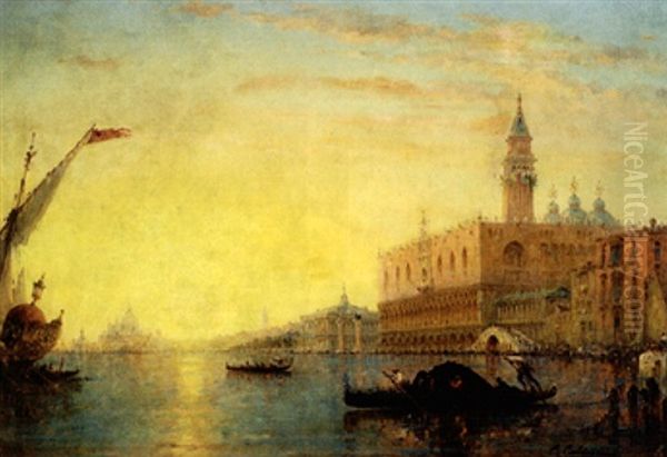 Le Palais Des Doges Au Crepuscule Oil Painting by Charles Clement Calderon