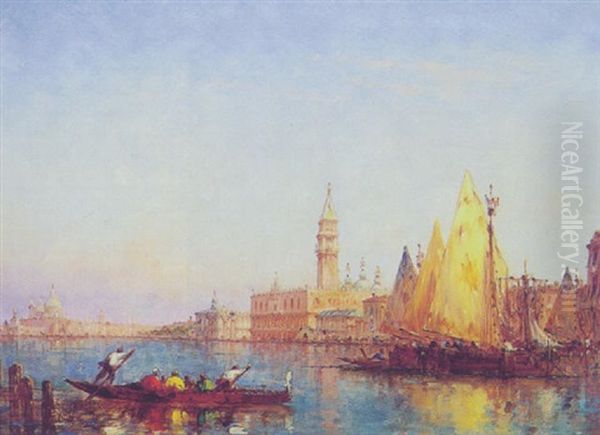 Parti Fra Venedig Med Dogepaladset Oil Painting by Charles Clement Calderon