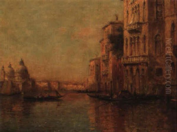 Le Canal Et Le Palais Des Doges A Venise Oil Painting by Charles Clement Calderon