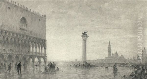 View Of The Piazzetta Di San Marco Oil Painting by Charles Clement Calderon