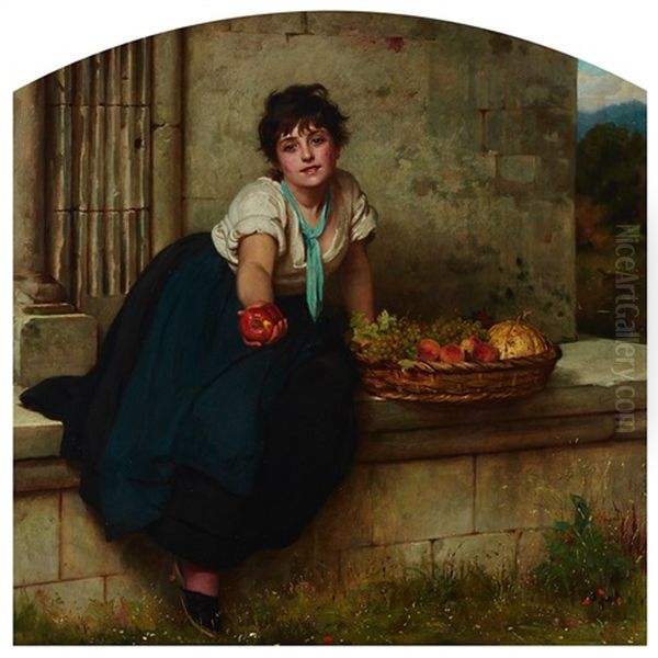 The Fruit Girl, 1877 Oil Painting by Philip Hermogenes Calderon