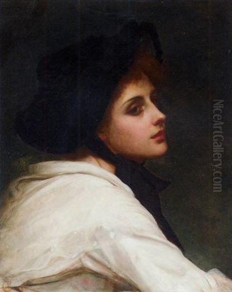 The Black Hat Oil Painting by Philip Hermogenes Calderon