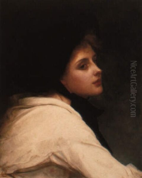 The Black Hat Oil Painting by Philip Hermogenes Calderon