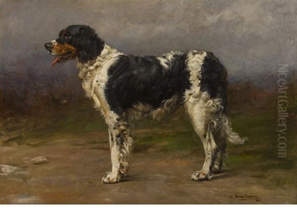 Portrait Of A Gun Dog Oil Painting by William Frank Calderon