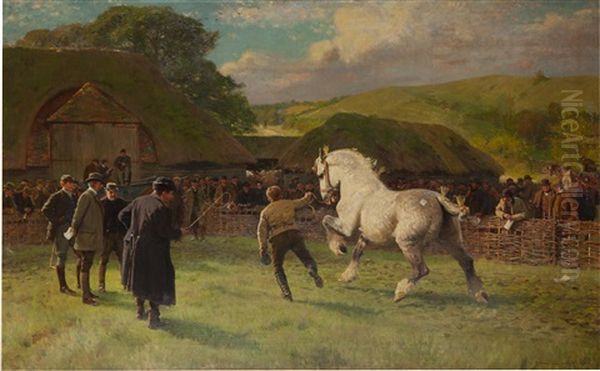 Lot 97 - A Grey Mare Oil Painting by William Frank Calderon