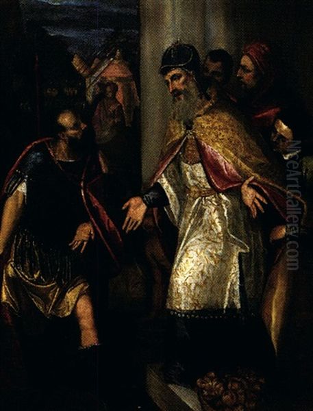 Abraham Et Melchisedech Oil Painting by Benedetto Caliari