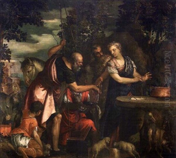 Eliezer Et Rebecca Oil Painting by Benedetto Caliari