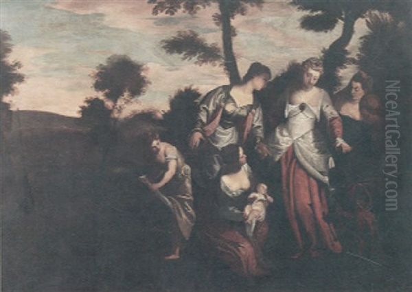 The Finding Of Moses Oil Painting by Carlo Caliari