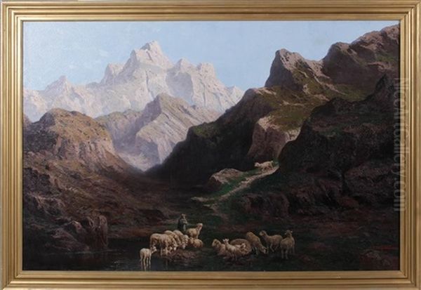 Landscape With Sheep Oil Painting by John Califano