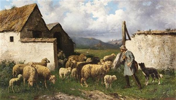 Sheep Herder Oil Painting by John Califano