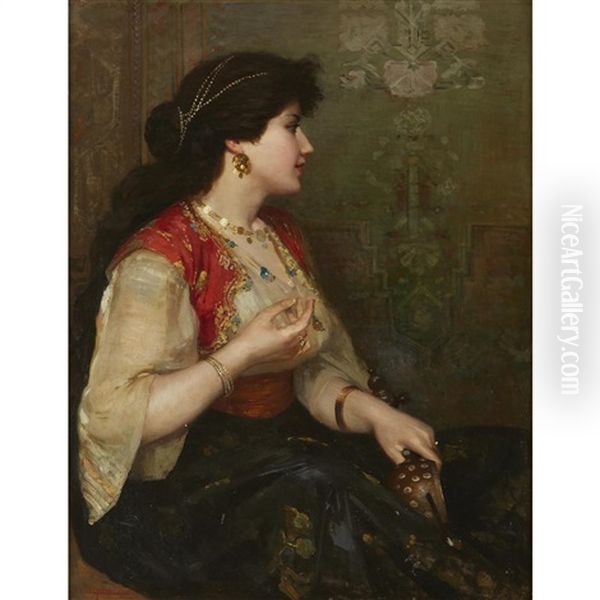 Odalisque Musician Oil Painting by John (Giovanni) Califano