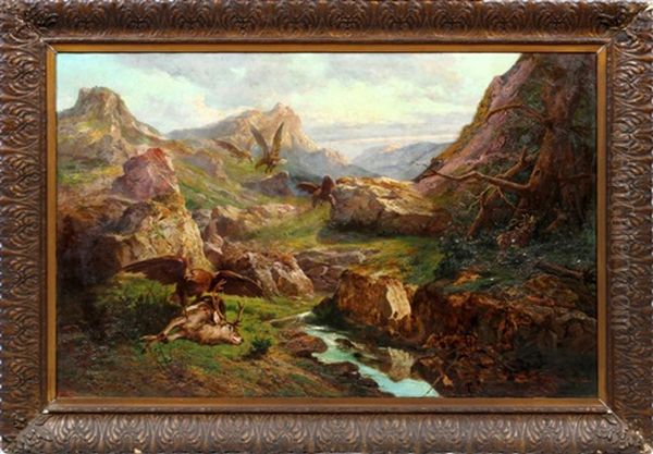 Mountain Scene Oil Painting by John (Giovanni) Califano