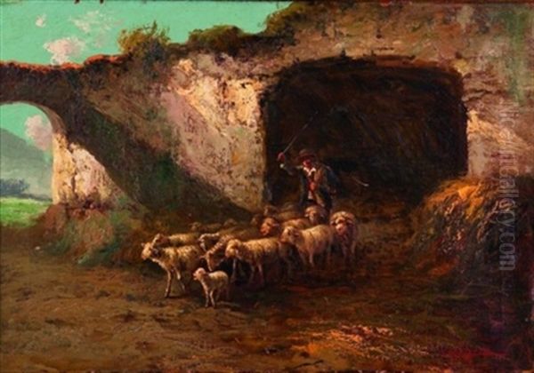 Driving The Flock Oil Painting by John (Giovanni) Califano